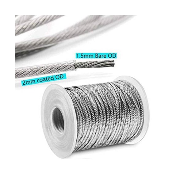 30m stål PVC-belagt fleksibelt ståltov Blødt kabel Gennemsigtigt tørresnor i rustfrit stål