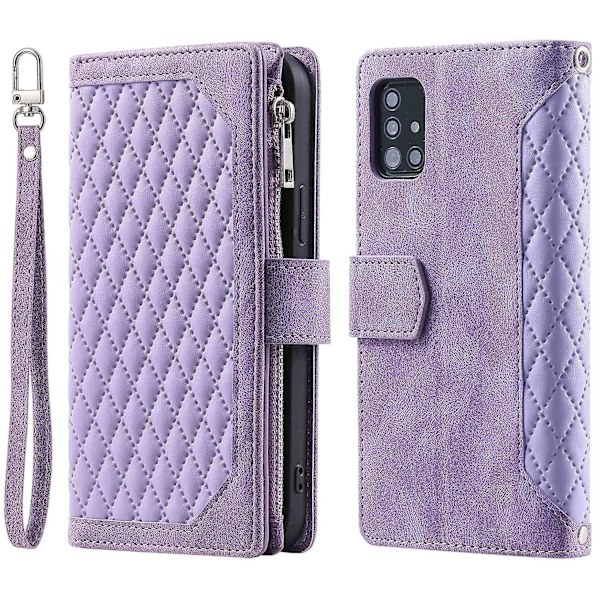 Samsung Galaxy A51 4G SM-A515 vetoketjullinen phone case Texture jalusta Lompakon cover