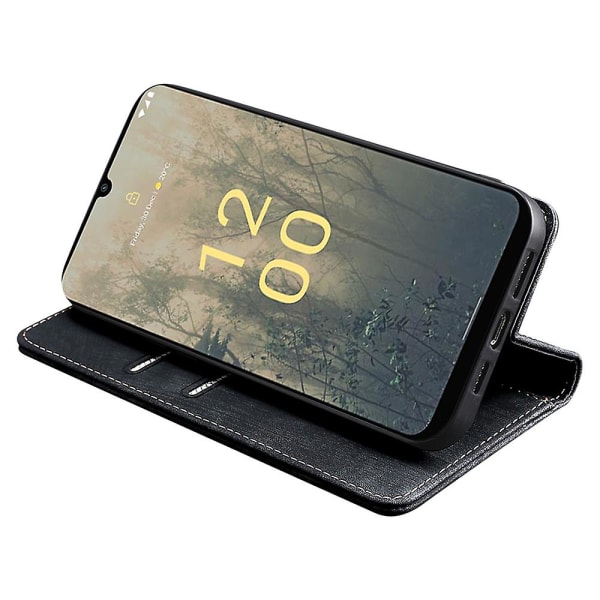 Teksturoitu puhelimen cover Nokia C22 Rfid Blocking Iskunkestävälle Lompakolle Magneettinen Nahkainen Flip Stand Case Black