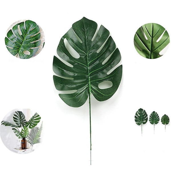 24 stk 2 typer tropiske plante palmeblader kunstige palmeblader falske blader blader hawaiisk skilpadde