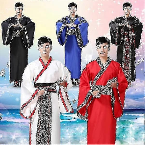 Hanfu Traditionell Kostym Kläder för Män Redwhite M 160-165CM
