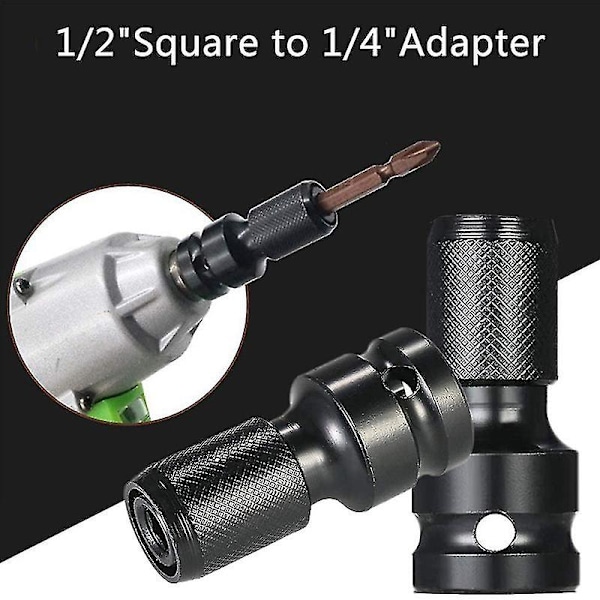 4 st Impact Adapter 1/2 Kvadratisk Drivning till 1/4 Hex Skaft Socket Adapter Snabbkoppling Chuck Konverterare