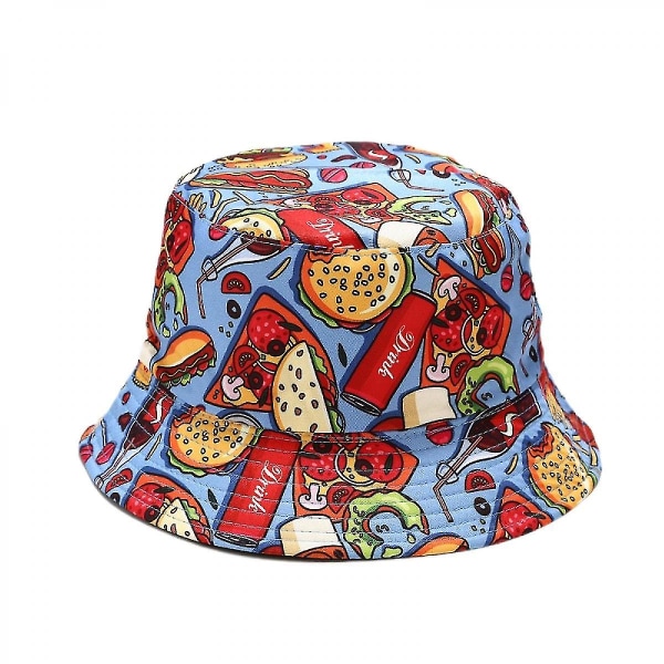 Wekity Cute Bucket Hat Beach Fisherman Hats för kvinnor, vändbara dubbelsidiga unisex (burgerblå)