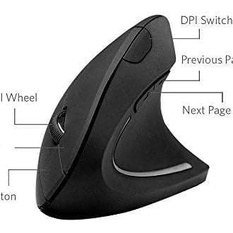2.4G Trådløs Vertikal Ergonomisk Optisk Mus - Sort