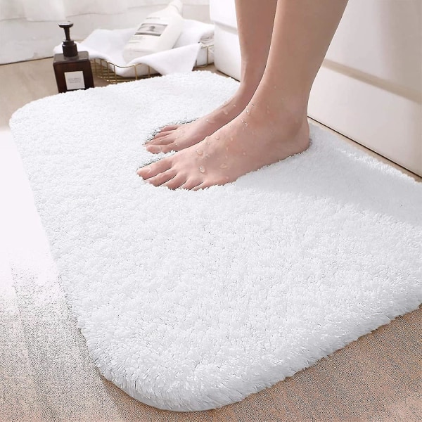 Bathroom Rug Mat, Extra Soft And Absorbent Bath Rugs, Washable Non-slip Carpet Mat For Bathroom Floor, Tub, Shower Room (24"x16", White)