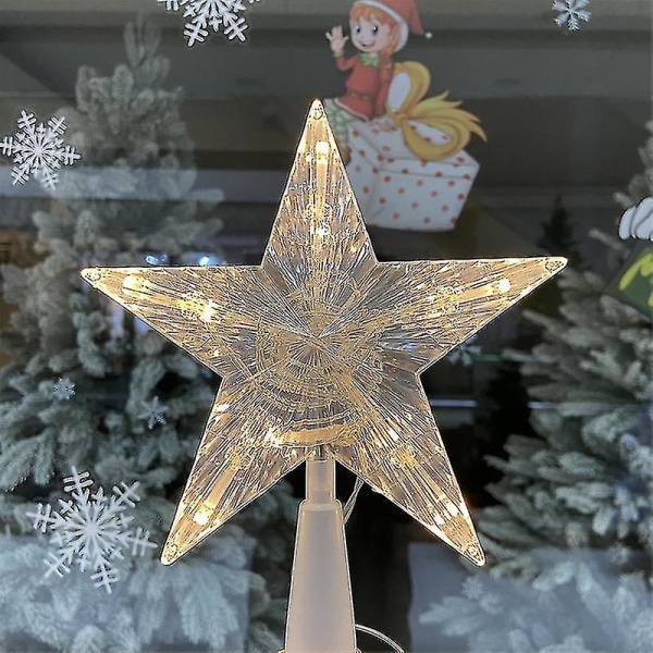 Juletræ Top Stjerne Lys Plast Led Træ Top Stjerne, 1 Stk, Gul Lys