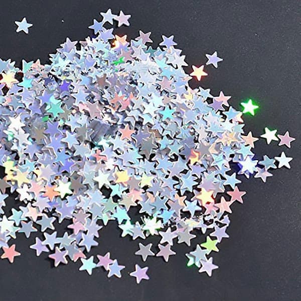 3000 stk glitrende stjerne løse paljetter brudekjole dekorasjon DIY 6mm (sølv #3)