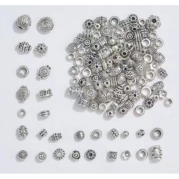 100 g distanspärlor metallpärlor pärlhattar silver tibetanska distanspärlor distanspärlor för armband halsband DIY smyckestillverkning