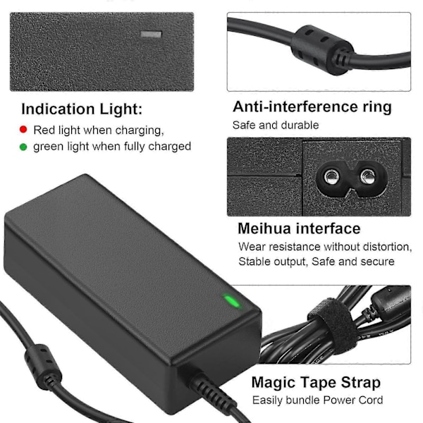 42V 2A Strømadapter for 36V 2A El-sykkel Lading Kabel Balanseringsbil, Scooterlader