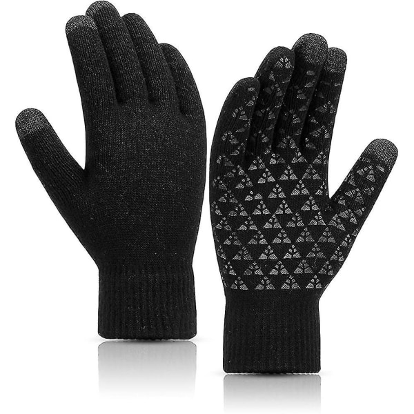 Varme vinterhandsker. Touchscreen strikkede handsker. Anti-Slip termisk vindtæt