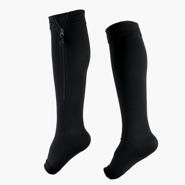 Easy Wear -kompressiosukat Pohkeen korkeudet, avoimet varvassukat, vetoketjulliset sukat miehille, naisille Skin Color 4XL