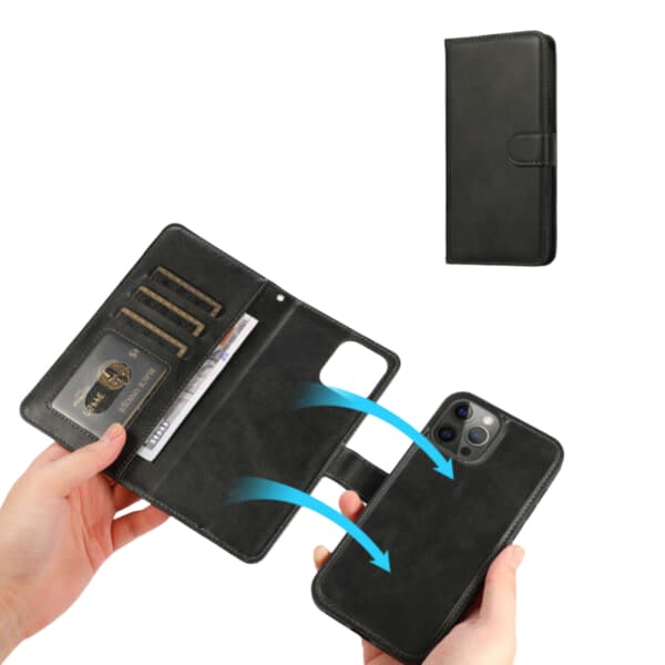 iPhone 13 2-i-1 Magnetisk Wallet Cover Sort