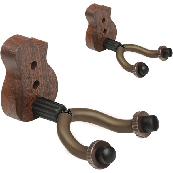Gitarrväggfäste, väggmonterbar universell gitarrhängare med bas, gitarrkrokhållare, ukulele, gitarrtillbehör (2-pack)