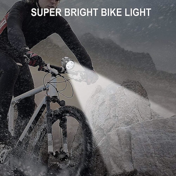 Cykelljus, 6000 lumen 5 led cykelljus, vattentät mountainbike-frontljus med 6400 mah uppladdningsbart batteri, 3 lägen främre strålkastare
