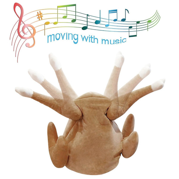 Kalkun Thanksgiving Hatt som beveger seg med musikk Nyhet Kokt Kylling Fugl Julenisse Kostyme