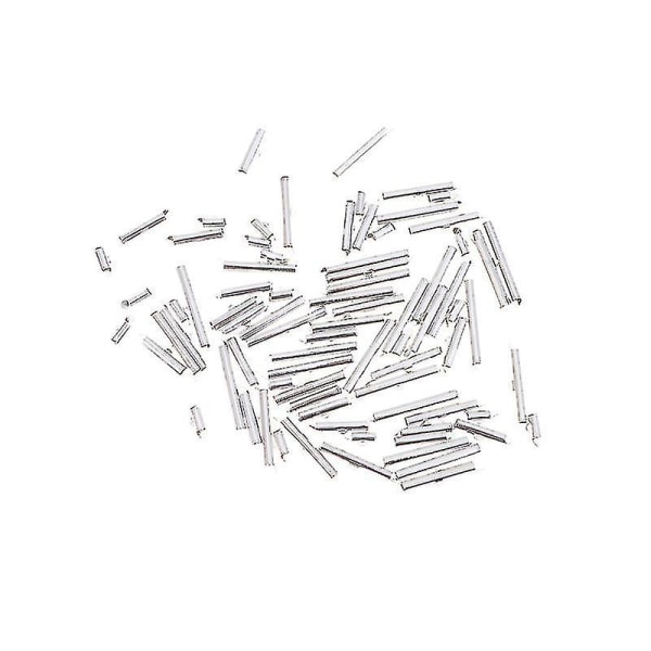 100 stk Massivt messingrør Afstandsrør Afstandsperler til gør-det-selv-smykkefremstilling Gør-det-selv-smykker Tilbehør Beaded Kæde Armbånd Rørspænde (sølv)