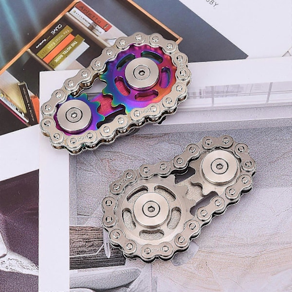 Cykelkedja Kugghjul Fidget Spinner Metall Drev Högkvalitativt Gyro Rostfritt Stål Nyhet Leksak multicolor