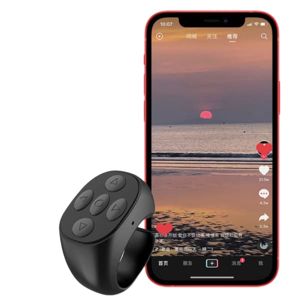 Langaton Bluetooth Mobile Page Controller Tiktok Kaukosäädin Musta