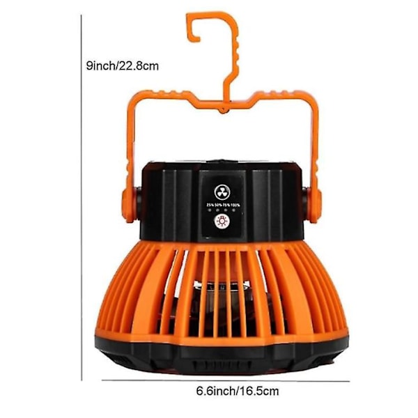 Husbladbar Campingvifte med LED-lampe, Timer og Fjernkontroll - Takvifte for telt