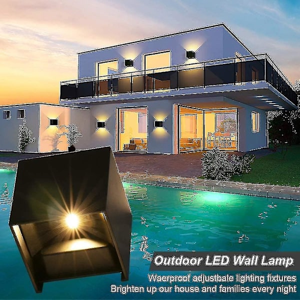 8 Pack Led sisä-/ulkoseinävalaisin 12w Led-seinävalaisin 3000k ulkoseinävalaisin Säädettävä sädekulman seinävalaisin vedenpitävä Ip65 sisäseinävalaisin