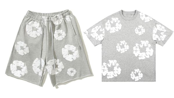 \"Herre Denim Tears Sommer Kort Ermet Klesett Grå Grå Grå\" Grey M