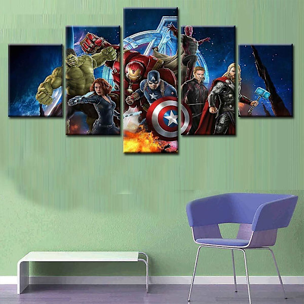 Tryk 5 Stykker Miracle Avenger Ultron Superhelt Lærred Maleri Stue Hjem Dekoration Lærred Kunst Vægplakater (uden Ramme)
