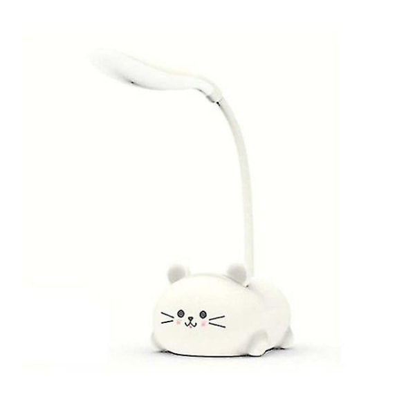 Bordslampa Tecknad Söt Pet Cat Nattlampa USB Uppladdningsbar Led Bordslampa Barn Ögonskydd Varm vit skrivbordslampa White