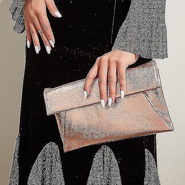 Dame Clutch Aften Taske Pu Læder Fest Aften Daglig Date Metallisk Rosaguld Rose Gold