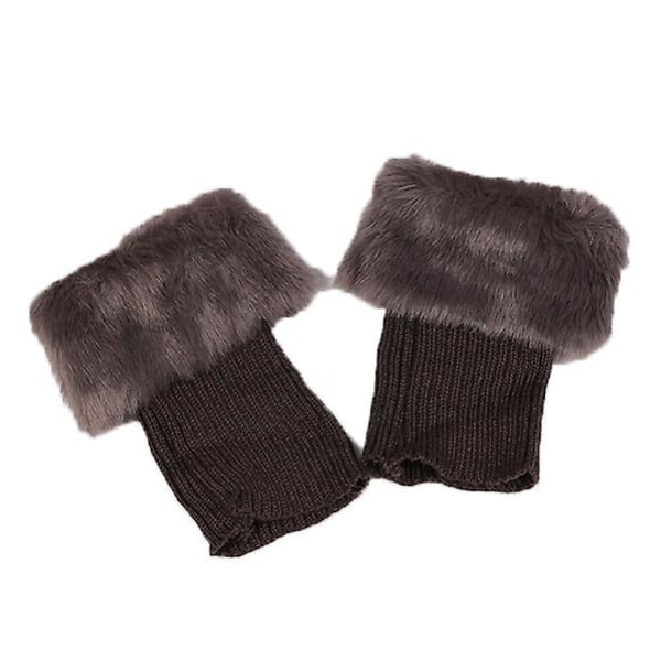 Naisten talvi nilkkajalkojen lämmittimet virkatut neulotut turkiskoristelut saappaanpäälliset hihansuut Sukat Dark Grey