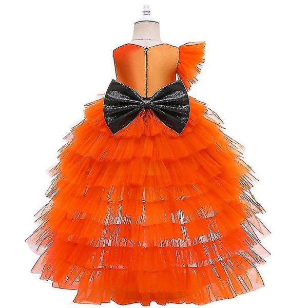 Girls Pumpkin Mesh Tutu Dress Kids Halloween Cosplay Kostym 90