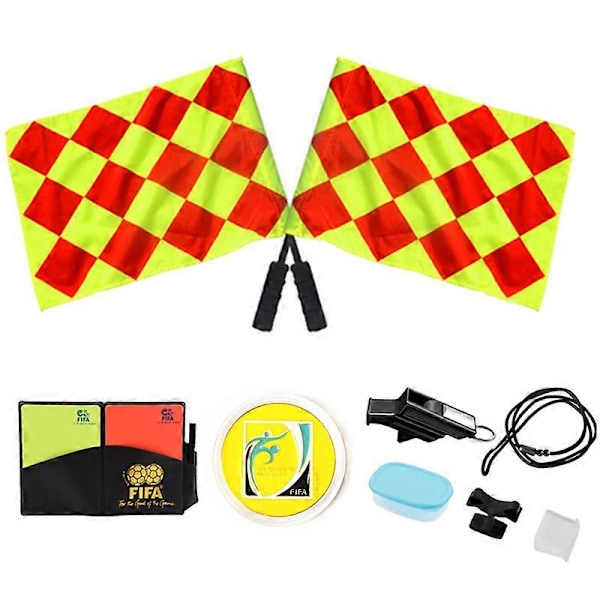 Fotbollsdomarkit, Fotbollsdomarplånbok med anteckningsbok, rött kort, gult kort och visselpipa i metall för fotboll, 1-pack