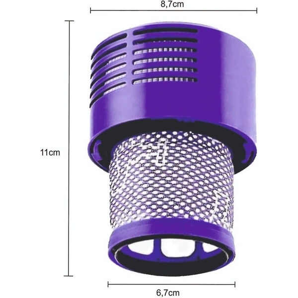 Paket med 2 filter för Dyson V10 Dammsugare-tvättbar