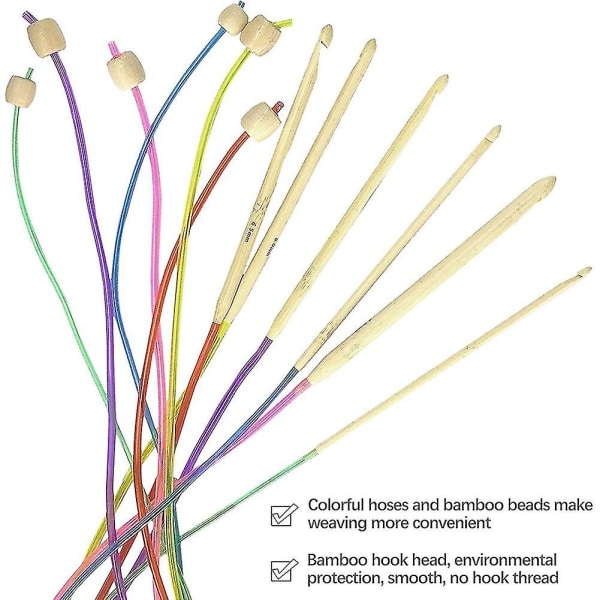 23 stk tunesisk hæklenålesæt inkluderer afghansk plastikkabel og tunesisk afghansk aluminium Random Color