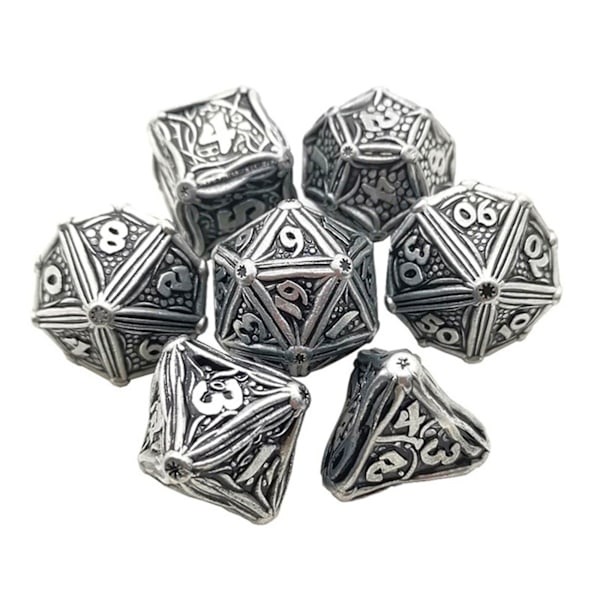 7 stk. Mini Heavy Duty Metal Terningesæt Solid Polyhedral Rollespil Terningesæt, Antik