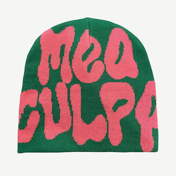 2023 Ny Strikkede Beanies Huer Menn Kvinner Paragraf Kvalitet Caps Mea Culpa Y2k Varme Mote Hundre Ta Kald Huer For Kvinner Huer Green Rose Red
