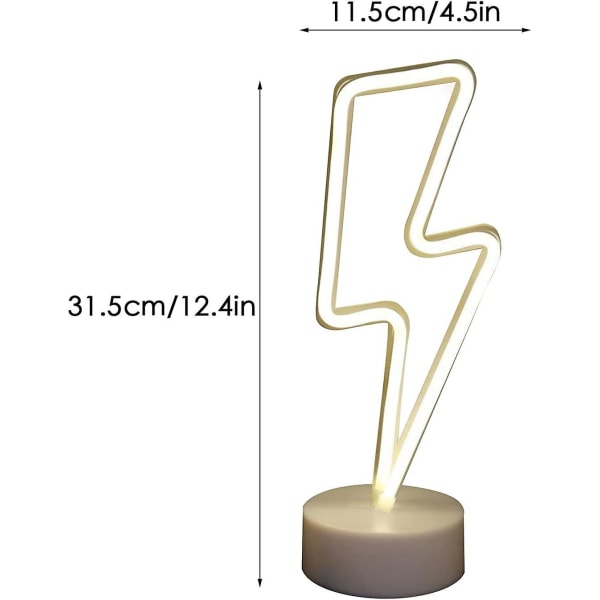 Neonvalokyltti USB/paristokäyttöinen LED-yövalo jalustalla kotiin, lastenhuoneeseen, baariin, kaikkiin juhliin (paristot eivät sisälly), salama