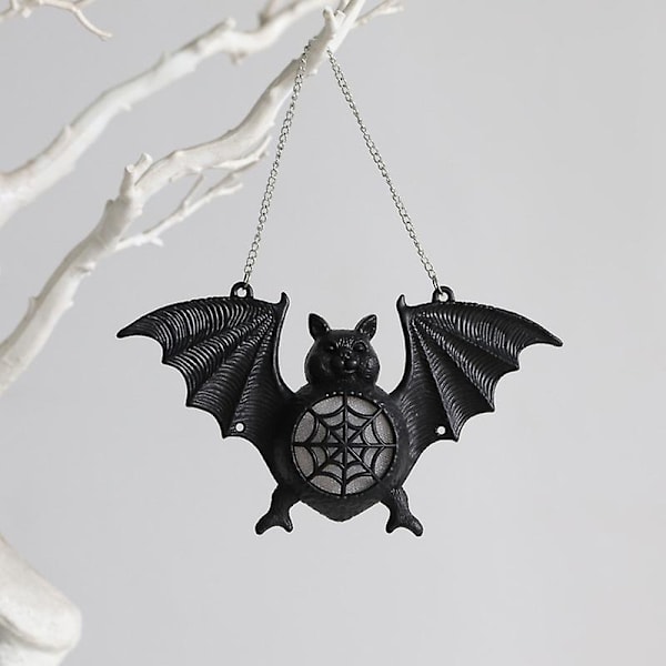 Flaggermus LED-lys Realistisk Herlig Dekorativ Lett Halloween Spøkelseshus Glødende Flaggermus Hengende Lykt For Fest Jikaix Black