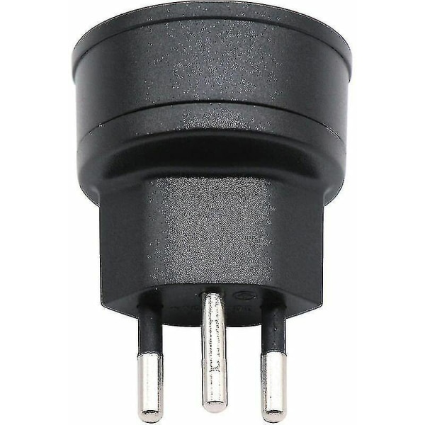 Eu til Sveits / Liechtenstein 2-pins adapter De/fr/it/es ​​3-pinners kontakt for besøkende i Frankrike / Tyskland (1 stk, svart)