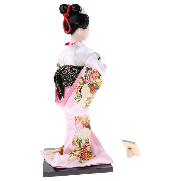 12-tommers japansk dukkefigur med viftepynt Gavekunsthåndverk Samleobjekter Rosa klut Gave til Gi