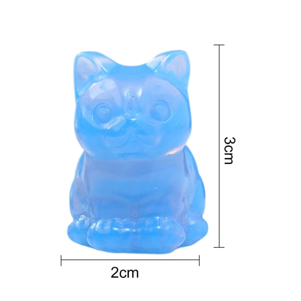 Faux Crystal Cat Statue Bedårende Utseende Rik Farge Mini Størrelse Lucky Cat Figur Desktop Ornament E