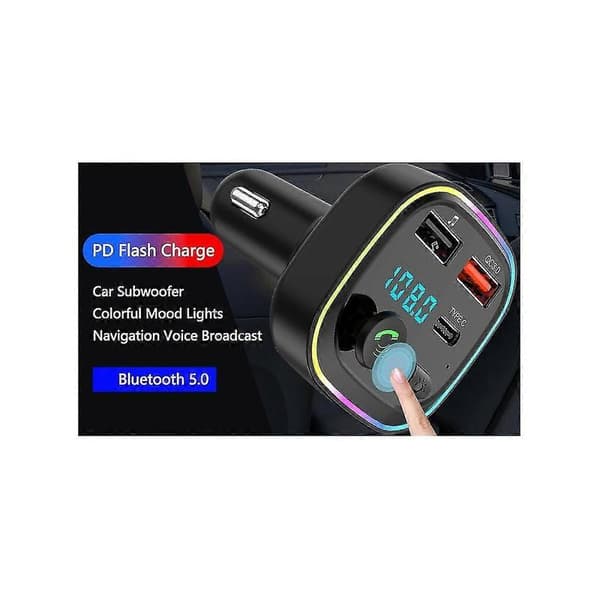 Bluetooth FM-lähetin Bluetooth Autostereoadapteri PD 20W, Type-C ja QC3.0, Tuki TF-kortille/USB-laitteelle