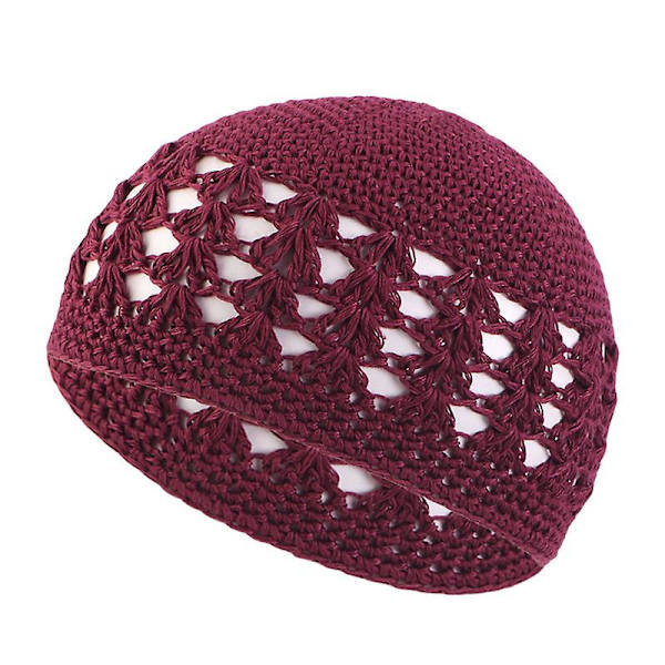 Yksinkertainen väri käsintehty virkattu cap naisille miesten talvisäilyttävät neulehatut Date red