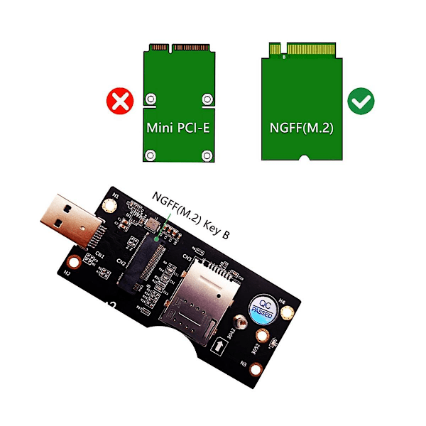 NGFF-modul till SIM med USB 3.0 3G/4G/5G-modul till USB 3.0 med SIM-kortplats Bärbart adapterkort