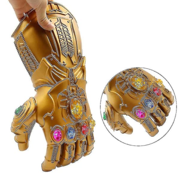 LED Lysende Thanos Infinity Gauntlet Til Elektronisk Næve PVC Handsker Med Batterier