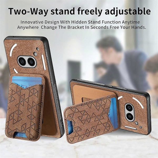 Til Nothing Phone (2a) Etui med Præget Mønster, Kortholder, Støttefod, Læder Bagcover Multicolor Style F