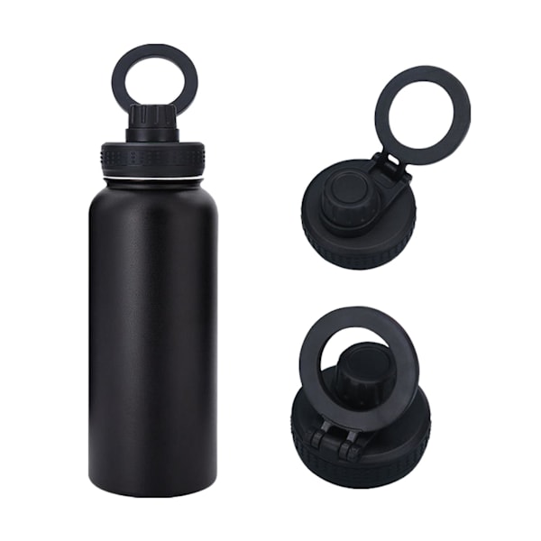 1000ML Isolert Flaske Matvaregodkjent 304 Rustfritt Stål Høy Temperaturbestandig med Magnetisk Roterende Telefonholder Bærbar Varm 12 Timer Kald 24 Timer