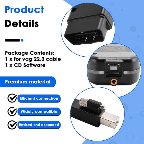 For COM 22.3 OBD2 Scanner HEX V2 USB til Golf A6 Seat Ubegrænset VINs ATMEGA162+16V8+FT232RQ