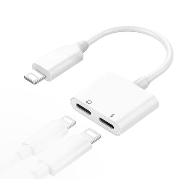 2-pack 2 i 1 iPhone iPhone 13/12/11/ Xs/Max/X/8/7/6/5 Dubbel Lightning Adapter / Splitter