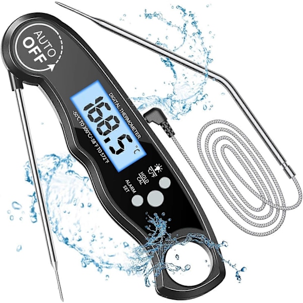 Kökstermometer, Snabbavläst Matlagningstermometer, Digital Termometer för Matlagning, Kött, Vin