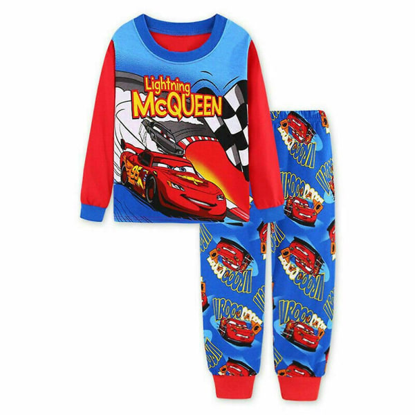 Bilar Lightning Mcqueen Printed Barn Pojkar Pyjamas Pjs Set Nattkläder Långärmade toppbyxor Sovkläder A 4-5 Years